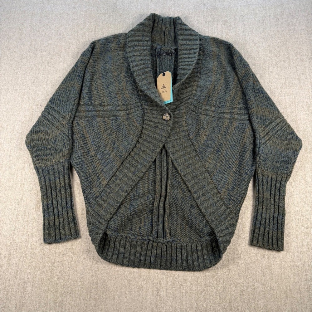 NWT Prana Ridge Run Duster Women M Kale Green Shawl Cardigan Sweater MSRP $129